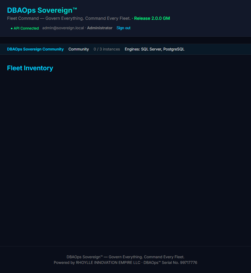DBAOps Sovereign — Fleet inventory